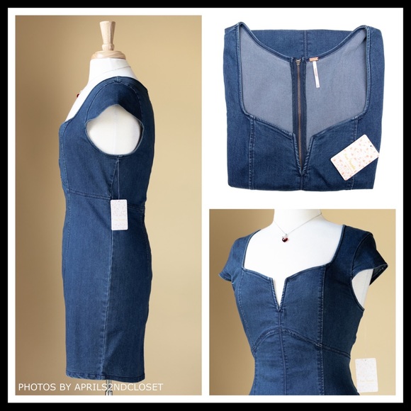 ❗️6-HOUR SALE❗️FREE PEOPLE BOHO DENIM DRESS A2C - Picture 6 of 8